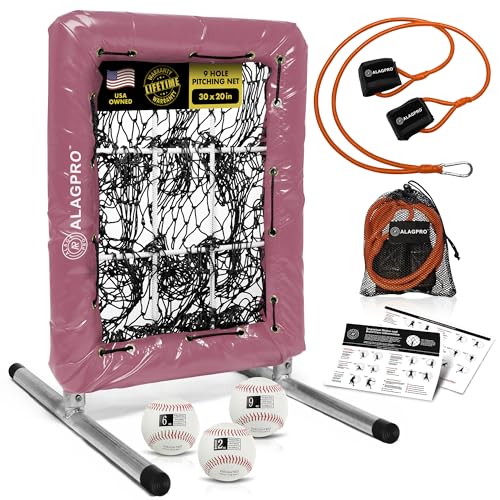 ALAGPRO® The Original 9 Hole Pitching Net with Strike Zone Pocket | Pitching Target for Baseball & Softball Pitchers