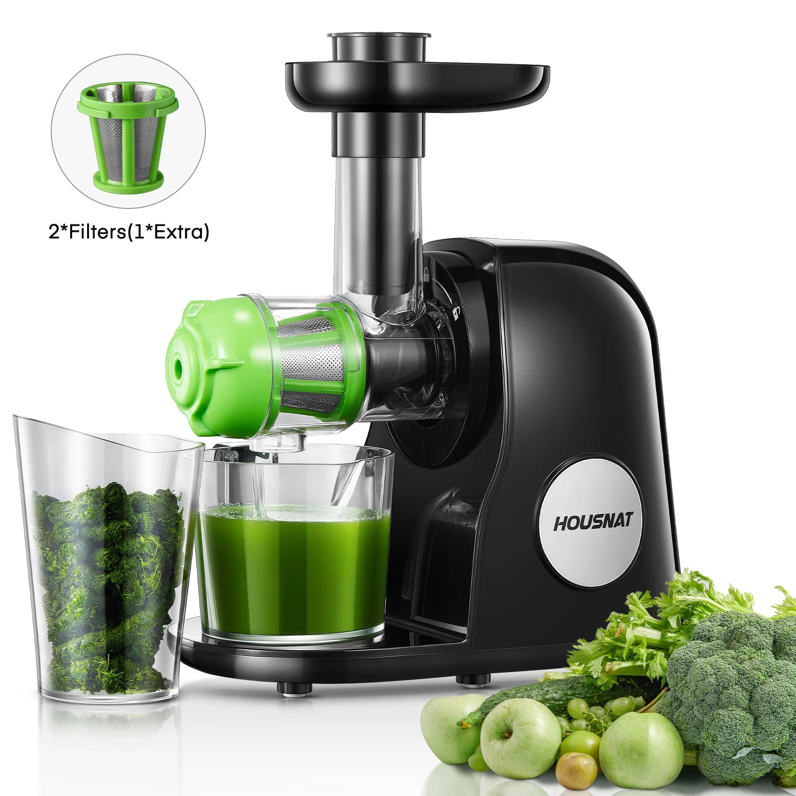 HOUSNAT Slow Masticating Juicer Extractor Machine Easy to Clean, AMR521