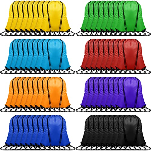 120 Pcs Drawstring Backpacks 8 Color Draw String Sports Bags Gym Cinch Sack Nylon String Backpack Bulk Plain Sport Bag for Gym Swimming Fitness Sports Team