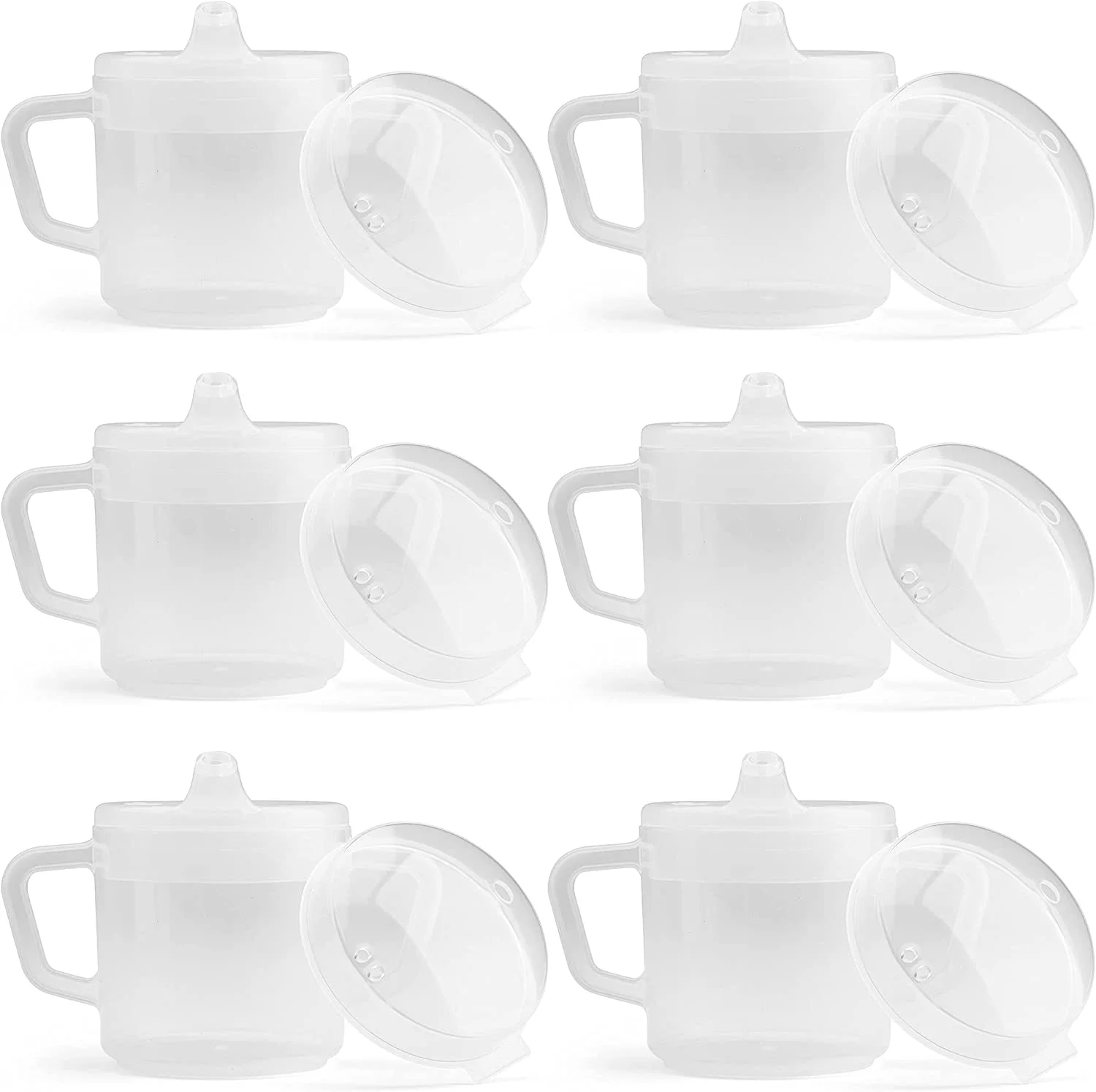 Providence Spillproof Compact 8 oz Adult Sippy Cup w/ 2 Handles, Clear / 6 Pack