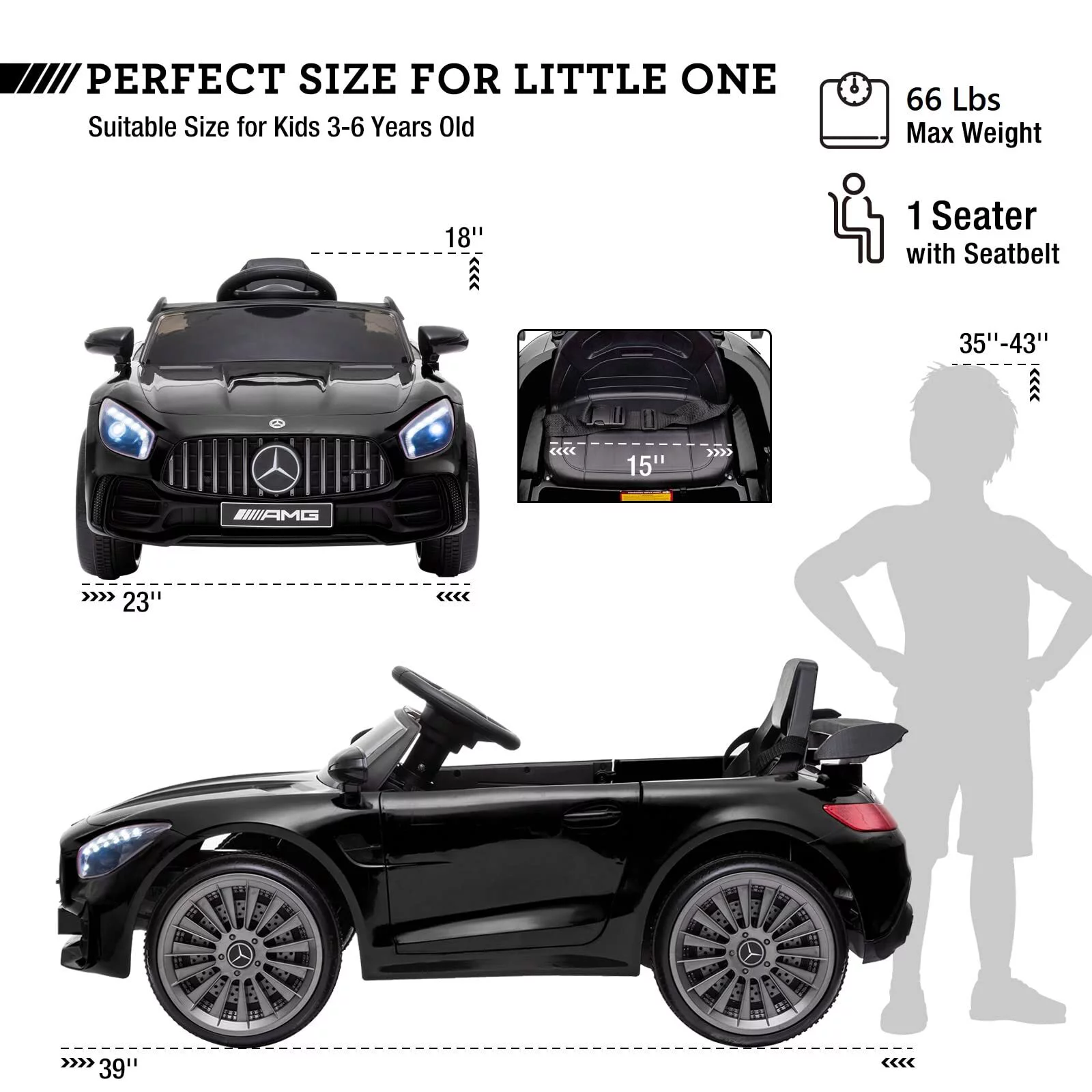 Electric Kids Ride on Toys, Mercedes Benz 12V Kids Ride on Car for Boys Girls, Battery Powered Kids Electric Cars with Remote Control