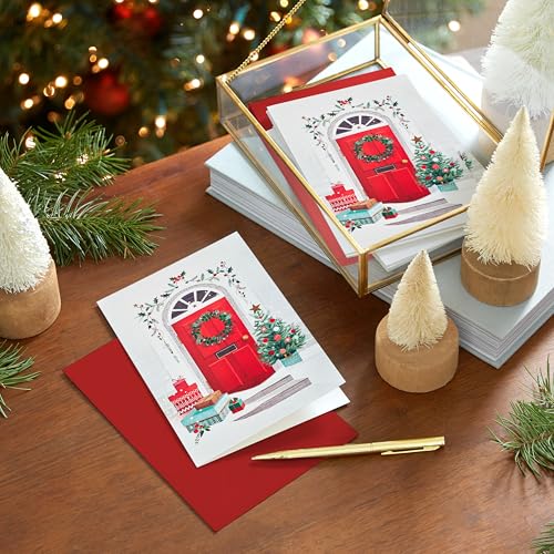 Hallmark Boxed Christmas Cards, Delivering Joy (40 Cards and 40 Envelopes) Red Front Door