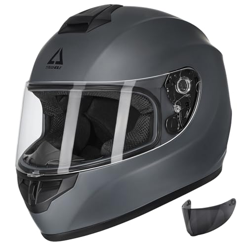 TRIANGLE Motorcycle Helmets Full Face Motorcycle Helmet for Men & Women with Tinted and Clear Visor Meet Dot Approved