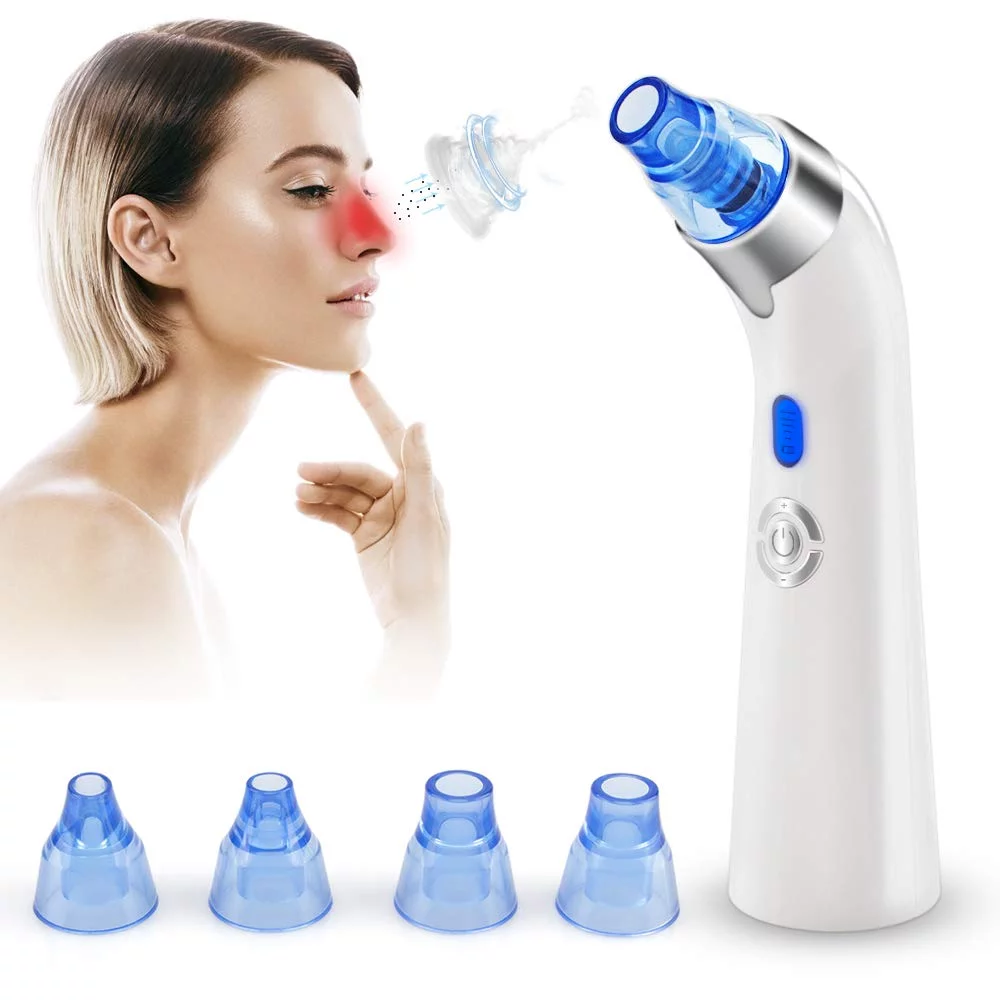 Blackhead Remover Pore Vacuum Facial Electric Blackhead Removal Tools, Fast USB Rechargeable With 4 Suction Head and 5 Adjustable Suction Power (Blue)