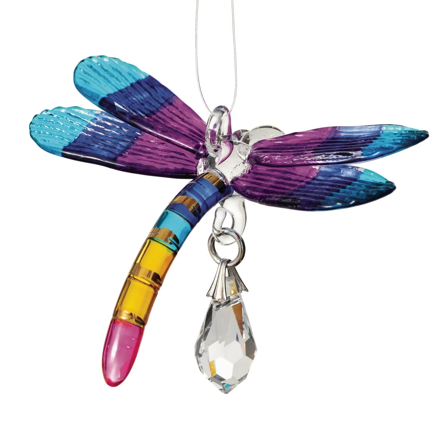 Woodstock Crystal Suncatchers, Fantasy Glass Dragonfly Tropical, Crystal Wind Chimes For Inside, Office, Kitchen, Living Room Décor, 1.5