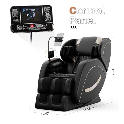 Massage Chair Full Body, Zero Gravity Massage Chair with Auto Modes, Airbag Massage, 6 Fix Point Rollers, Foot Massage, Heating, Touch Screen Controller, Home Relaxation Recliner with Massage, Black
