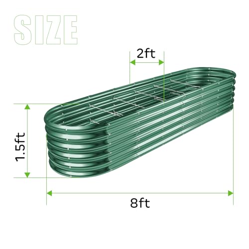 Land Guard 8ft Galvanized Raised Garden Bed Kit, Raised Garden Boxes Outdoor, Oval Metal Raised Garden Beds for Vegetables, Silver,108 Gallon Capacity(with 10 Connecting rods)