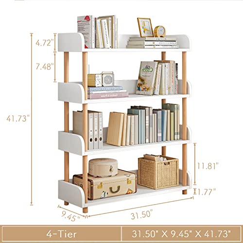 5-Tier Wooden Open Bookcase - Modern Display Bookshelf with Top Edge and Solid Wood Frame for Home and Office, Storage Cabinet, Oak