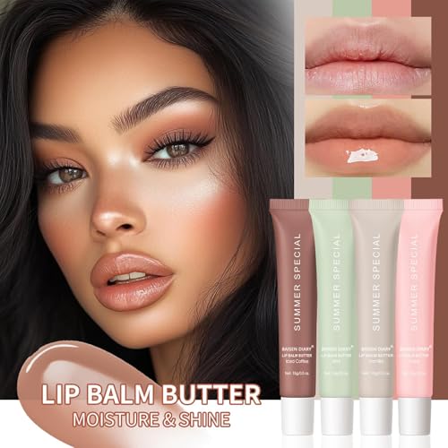 4 PCS Summer Special Lip Butter Balm - Ultra-Hydrating, Nourishing Lip Care with Natural Ingredients, Shea Butter & Olive Oil, Soothes & Softens Dry Lips (4PCS, 0.5 Fl Oz (Pack of 4))