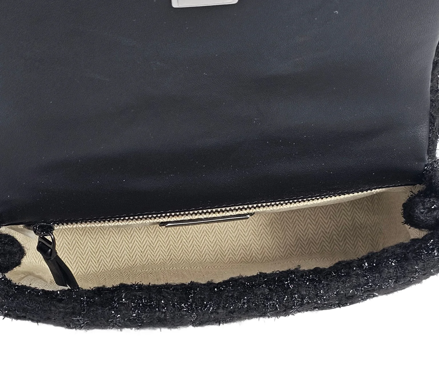 Tory Burch 153384 Willa Black With Black Hardware Beaded Tweed Women's Mini Top Handle Crossbody Bag