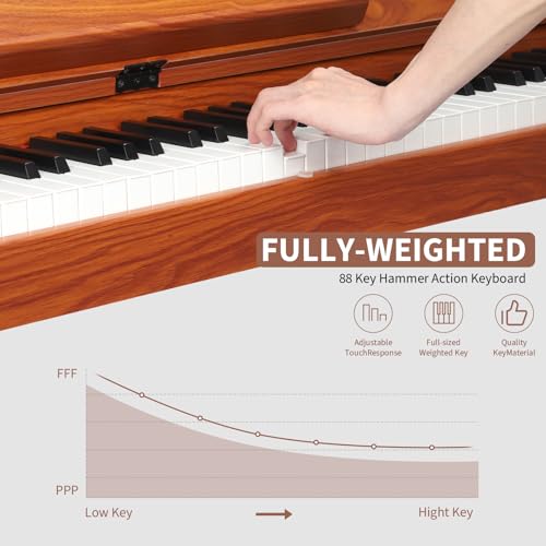 88 Key Weighted Digital Piano,Wooden Electric keyboard Piano Transforms Between Desk and Vanity,Full-size Piano keyboard with Hammer-Action for Beginners with Triple Pedal,Supports USB-MIDI Connecting