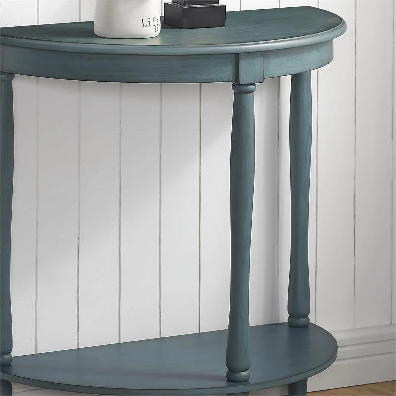 Bowery Hill Transitional Wood 1-Shelf Console Table in Antique Green