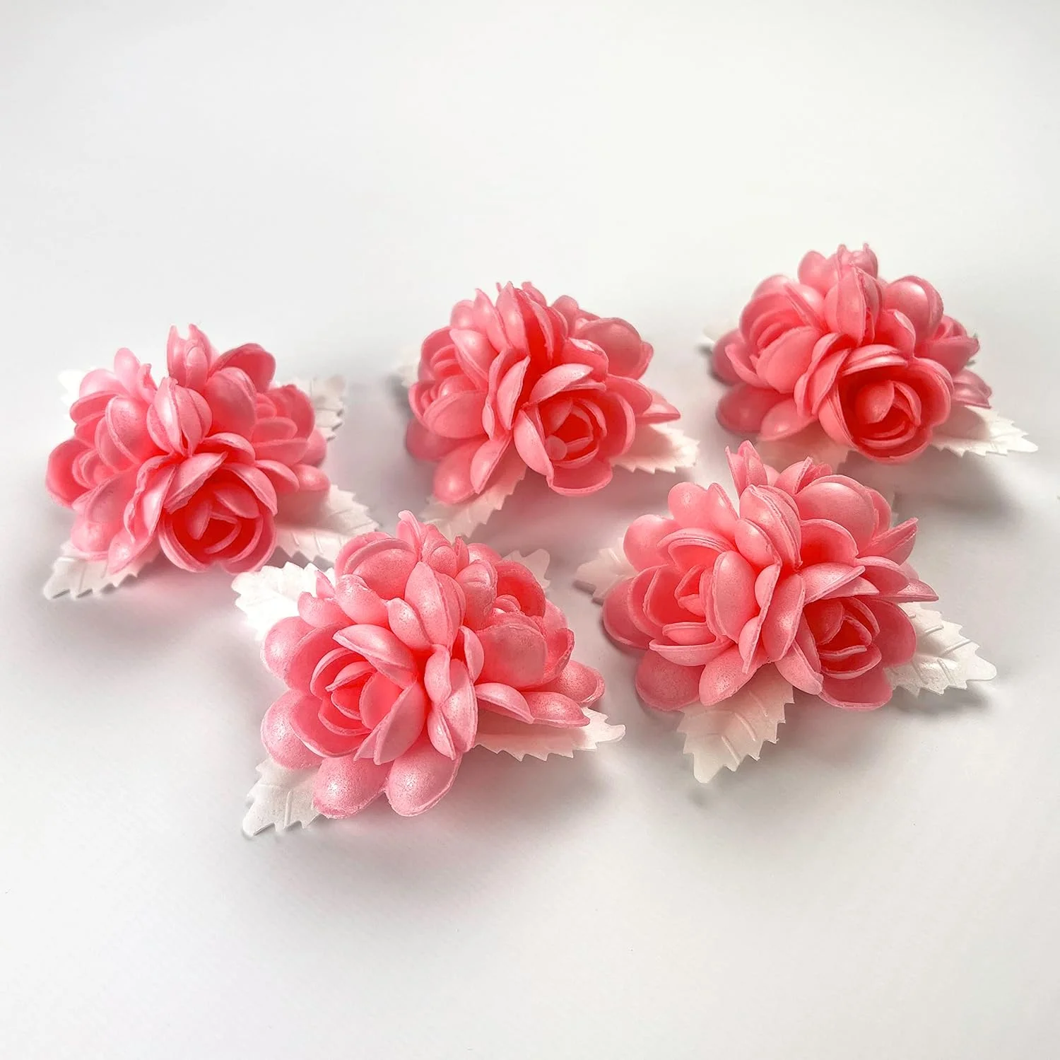 Pack Of 5 Multicolor Rose Boquet Edible Flower Wafer Paper Flowers Cake Decor Cupcake Topper Decoration (Light )