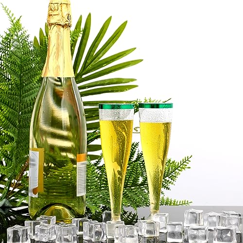 Zubebe 100 Pcs Plastic Champagne Flutes 4.5oz Classic Champagne Clear Plastic Cups Wedding Party Toasting Cocktail Cups Bulk Home Toasting Drinking Party(Blue)