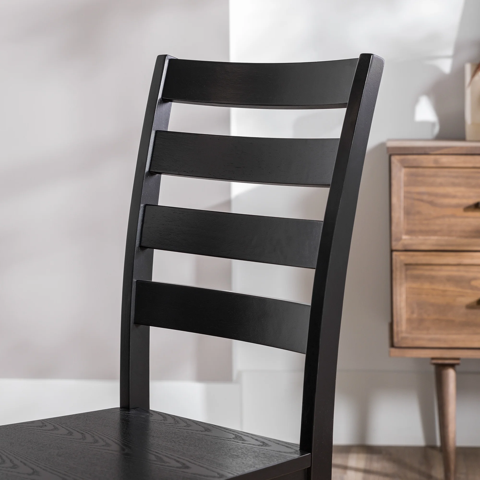 Walker Edison Modern Farmhouse Dining Chair, Set of 2, Black