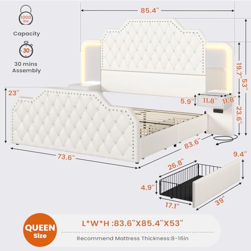 Itaar Queen Bed Frame with 53
