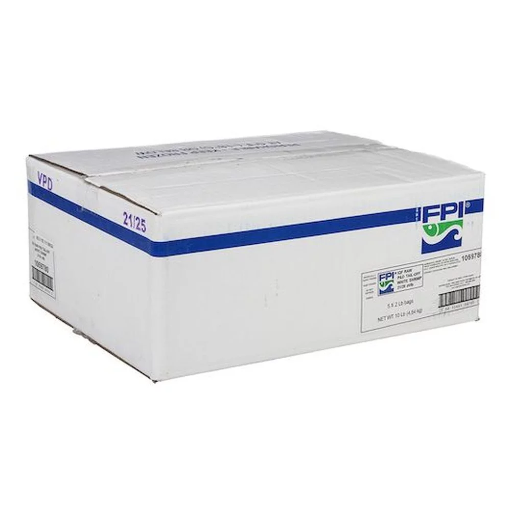 FPI Raw Peeled Deveined Tail Off White Shrimp 21 to 25 Count, 2 Pound -- 5 per case