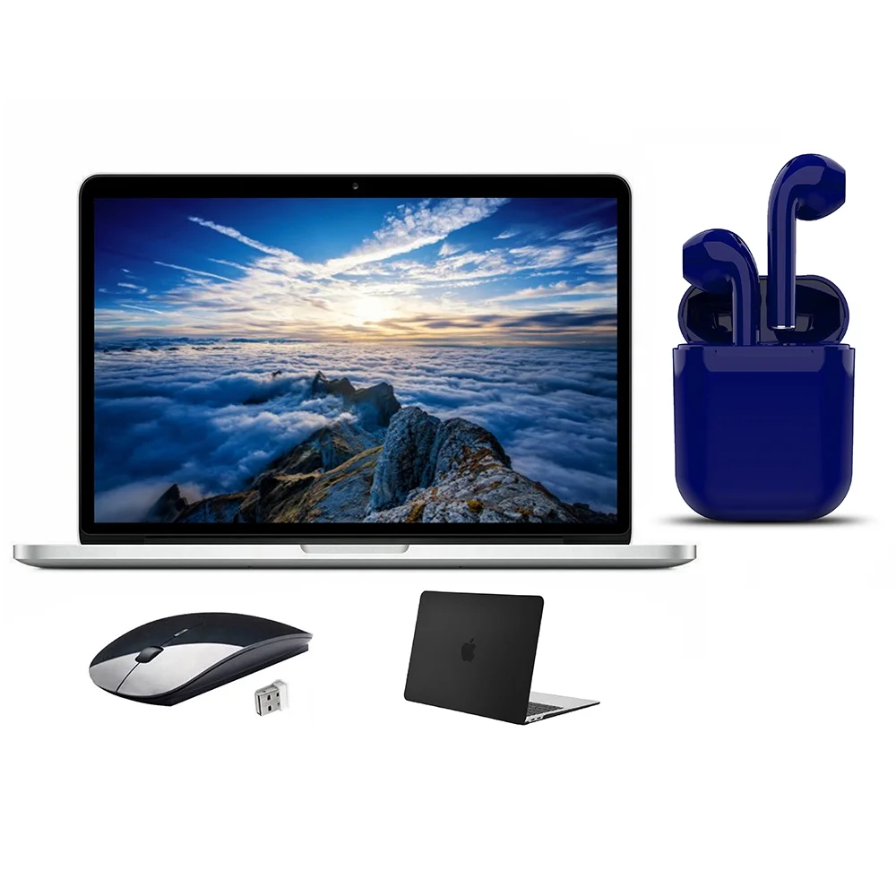 Restored Apple MacBook Pro 13.3-inch Intel Core i5 4GB RAM Mac OS 500GB HDD Bundle: Black Case, Wireless Mouse, Bluetooth/Wireless Airbuds By Certified 2 Day Express (Refurbished)