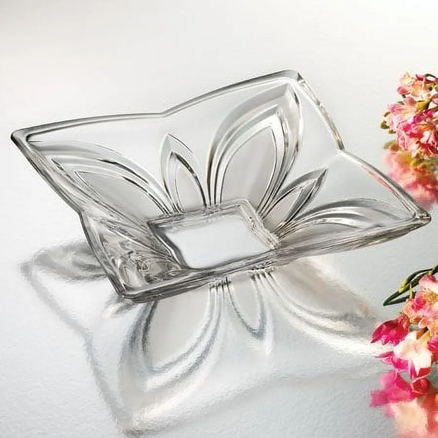 LARGE SQUARE CRYSTAL LAURIE COMPOTE BOWL