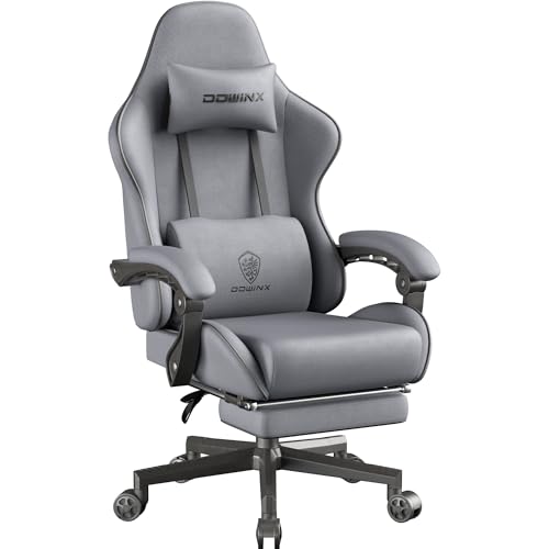 Dowinx Gaming Chair Fabric with Pocket Spring Cushion, Massage Game Chair Cloth with Headrest, Ergonomic Computer Chair with Footrest 290LBS, Black Green