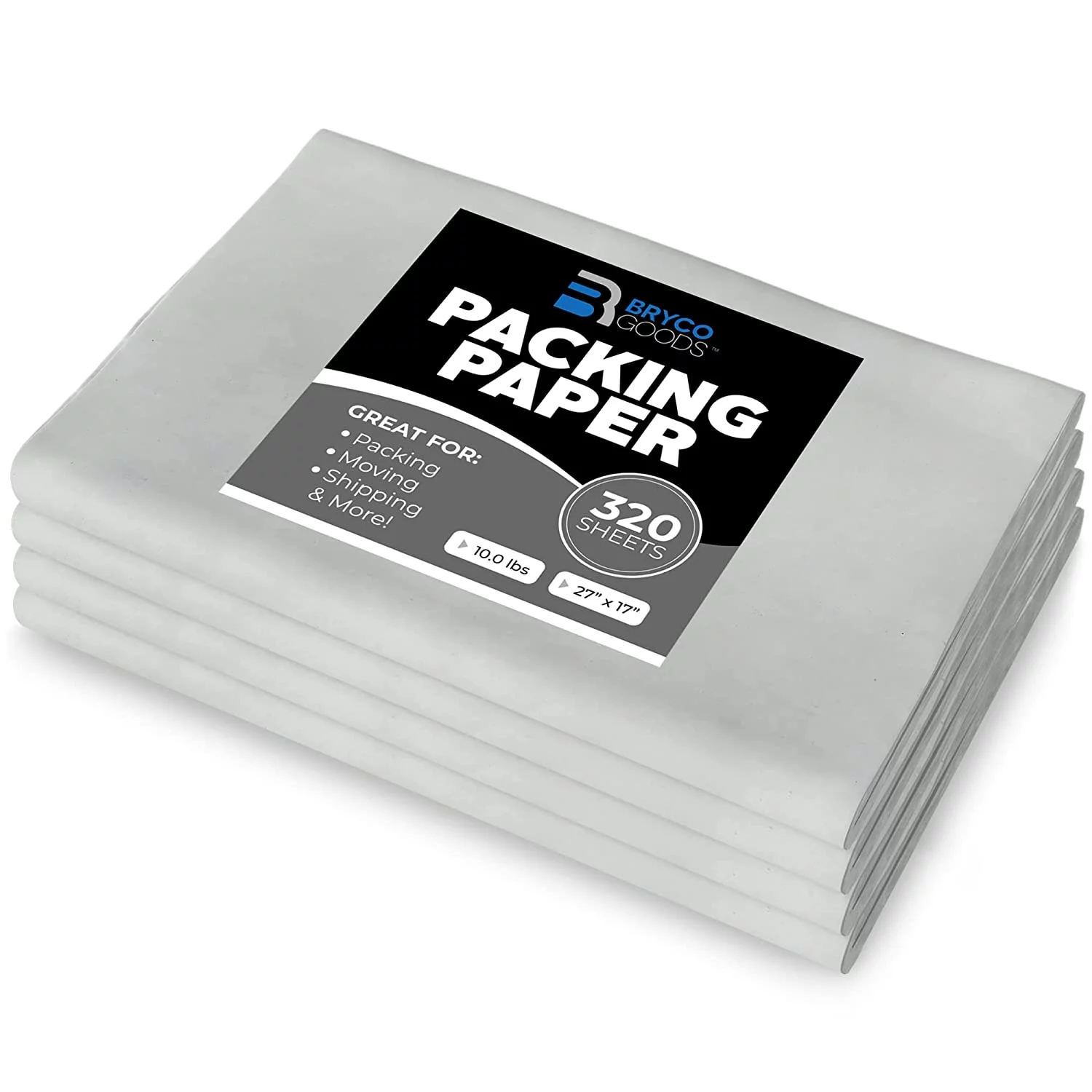 Bryco Goods Packing Paper Sheets for Moving - 10lb - 320 Sheets of Newsprint Paper - Must Have in Your Moving Supplies - 27