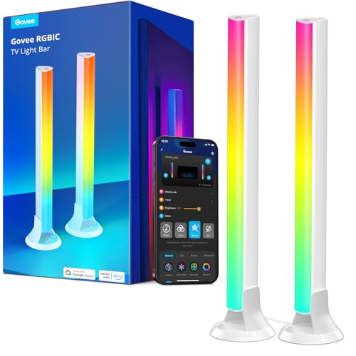 Govee RGBIC Light Bars, 15 Inches WiFi TV Backlight Suitable for 45-70 inch TVs, Smart Light Bars with Multiple Placement Options, Work with Alexa and Google Assistant, Black