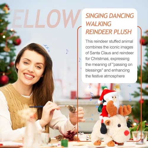 Singing Dancing Walking Reindeer Plush and Santa Claus,Baby's Rudolph The Red Nose Reindeer Plush Toy