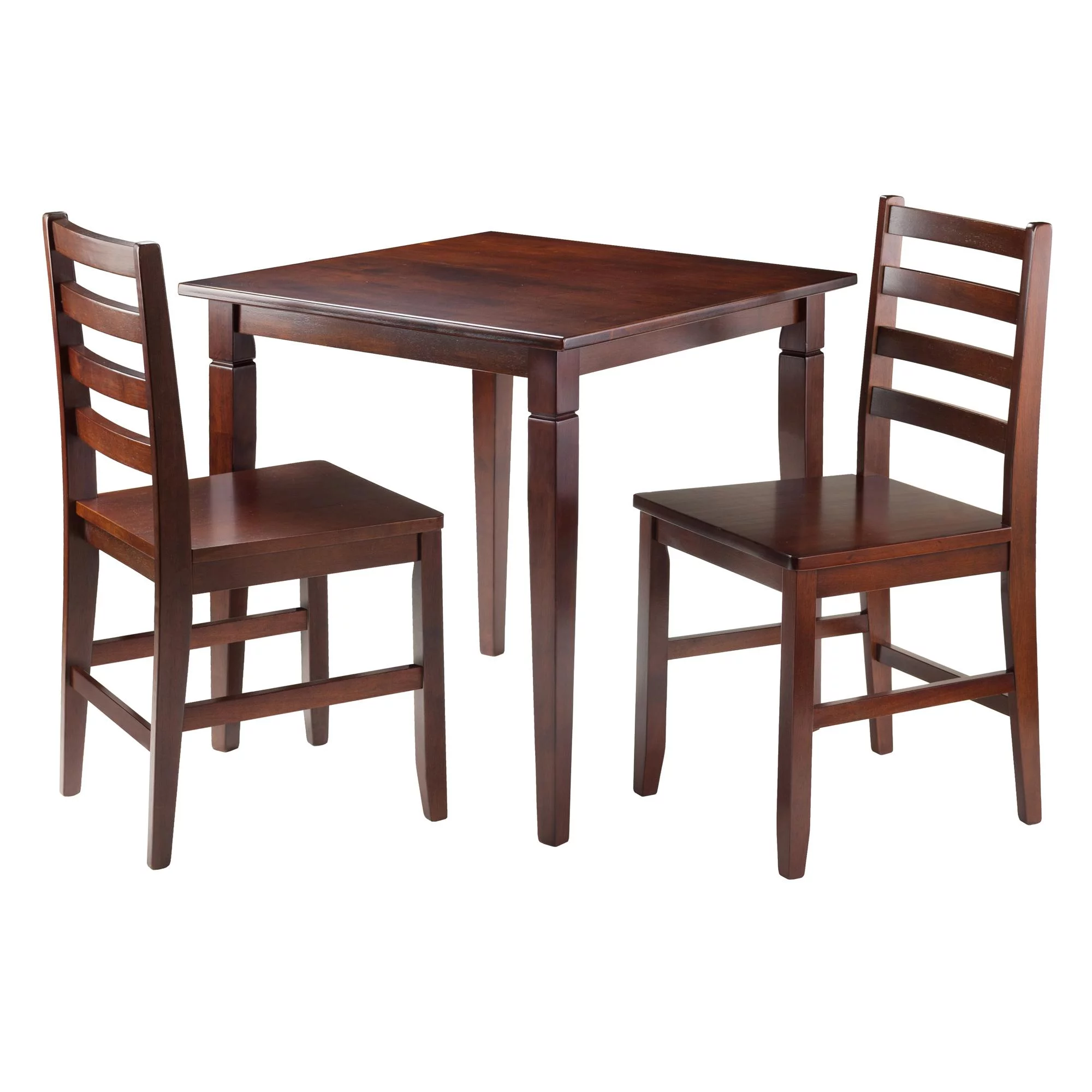 Winsome Wood Kingsgate 3-Pc Dining Set, Table & 2 Ladder Back Chairs, Walnut Finish