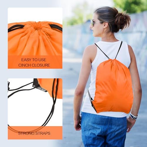 Shappy 100 Pcs Drawstring Backpack Bulk Sports Gym Cinch Bag Polyester String Bag for Men Women Children(10 Colors)