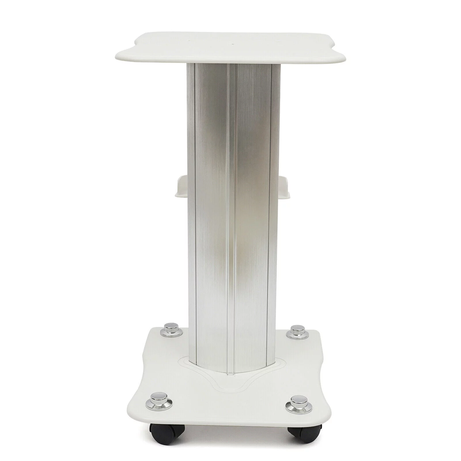 Rolling Trolley Cart Beauty Machine Stand, 4 Wheels Hair Salon Alluminum Alloy White Beauty Cart