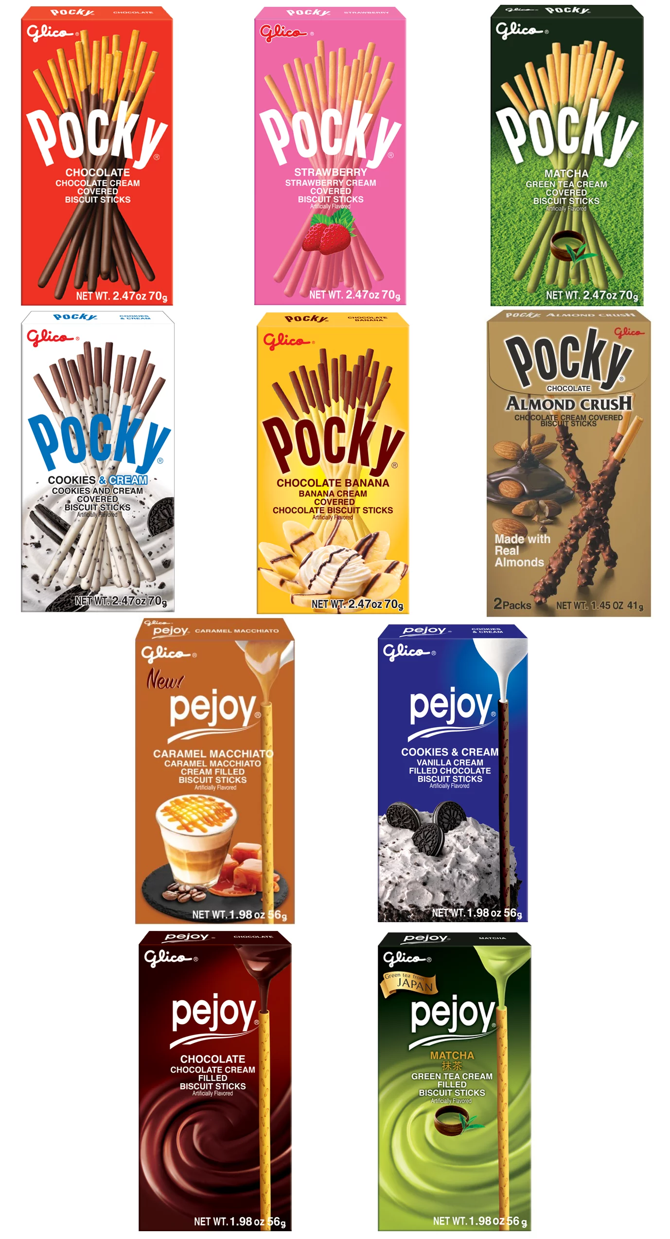 Pocky 70g Biscuit Sticks Chocolate Strawberry Coockie N Cream Matcha Mix of 6 Flavors