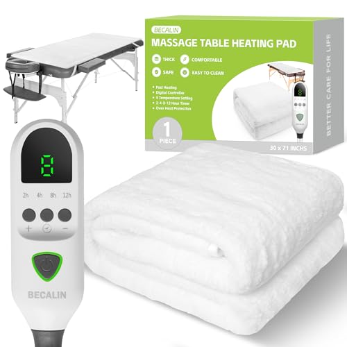 Massage Table Warmer Heating Pad Professional SPA Massage Bed Warmer with Timer, 9 Heat Settings, Overheat Protection for Massage Bed & Spa, Thickened & Soft Fleece, 30