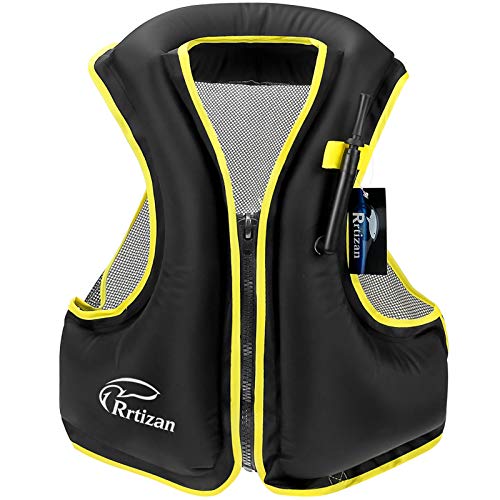Rrtizan Inflatable Snorkel Vest for Adult, Travel Snorkeling Vest for Swimming, Snorkeling, Paddleboarding, Swim Vest Adult Suitable for 90-220lbs