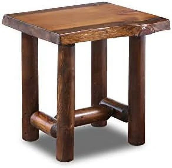 Rustic Log Live Edge End Table \u2013 Small Indoor End Table or Night Stand Table Live Edge Wood (Honey Pine)