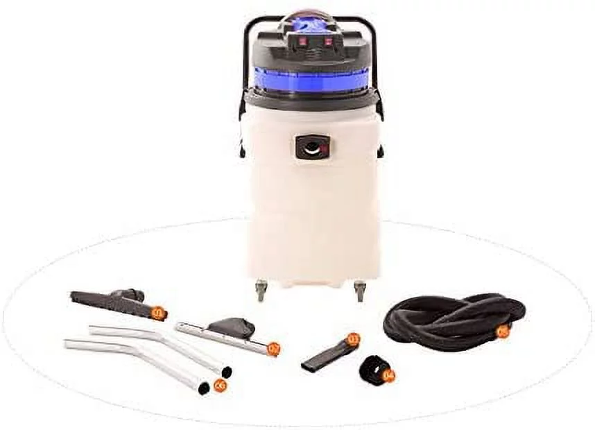 Industrial Vacuum Cleaner Wet/Dry - 2 Motors - Front Squeegee - 24 Gallon