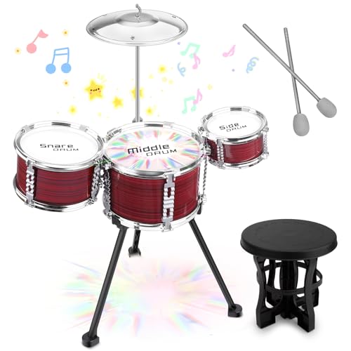 Upgraded Kids Drum Set, 5 Piece Toy Set for Toddlers1-3 3-5 Band Rock Jazz Drum Musical Instrument Toys for Boys Girls Christmas Birthday Gifts