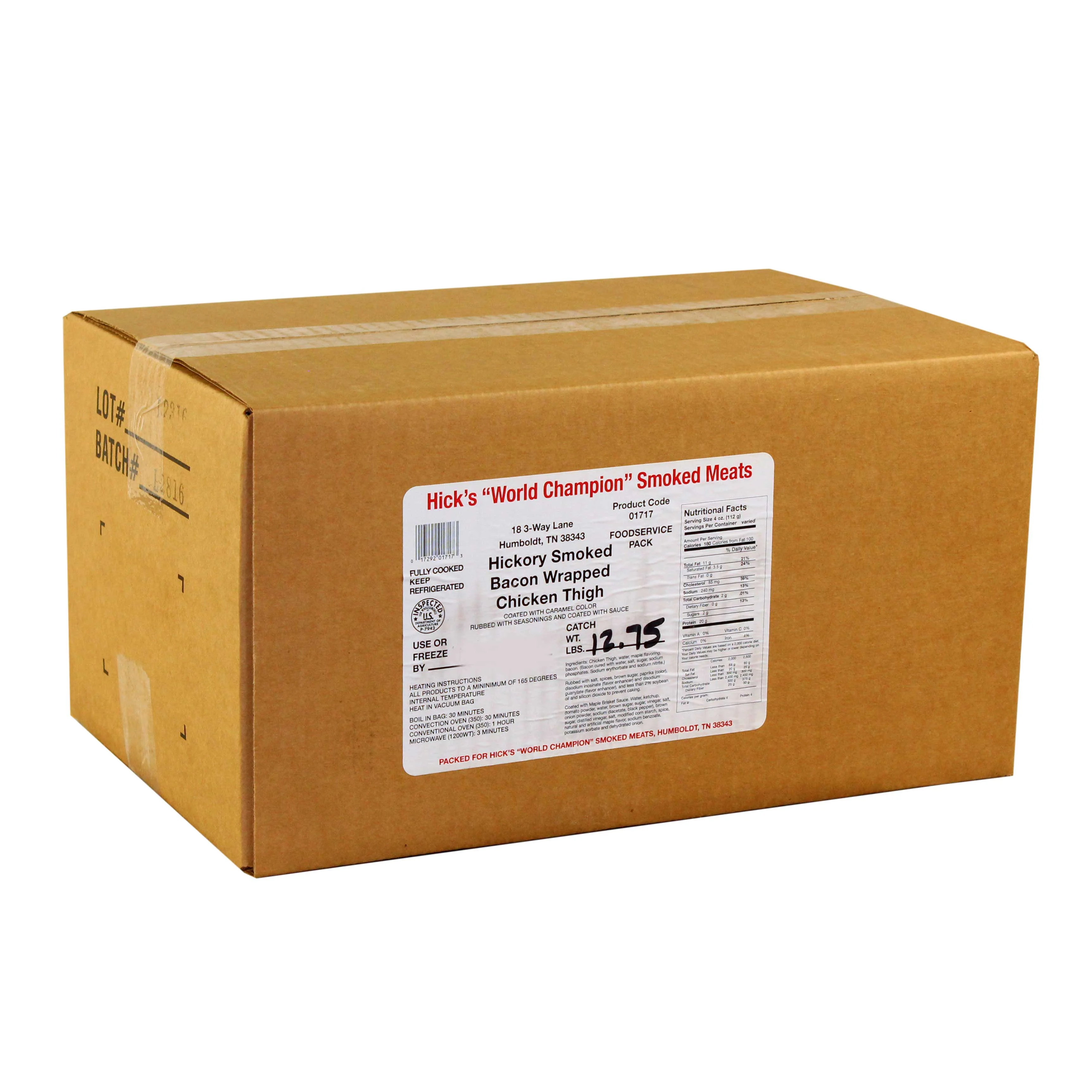 Hicks Hickory Smoked Maple Flavored Bacon Wrapped Chicken Thighs, 16 Ounce -- 9 per Case