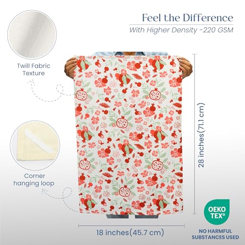 The Fine Living Co. 100% Cotton Merry Christmas Kitchen Towels, 18'x28' Set of 2 (Cherry Red & Green)