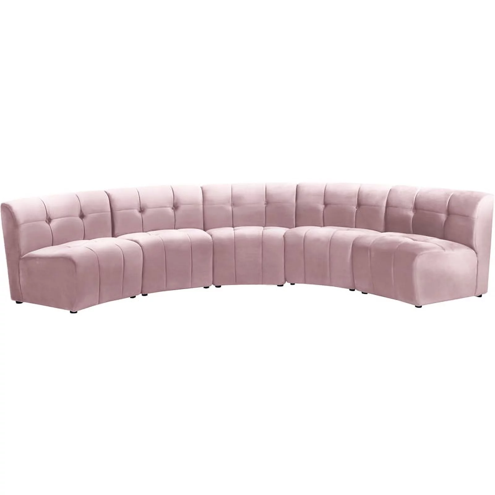 Meridian Furniture Limitless Pink Velvet Modular 5 Piece Sectional