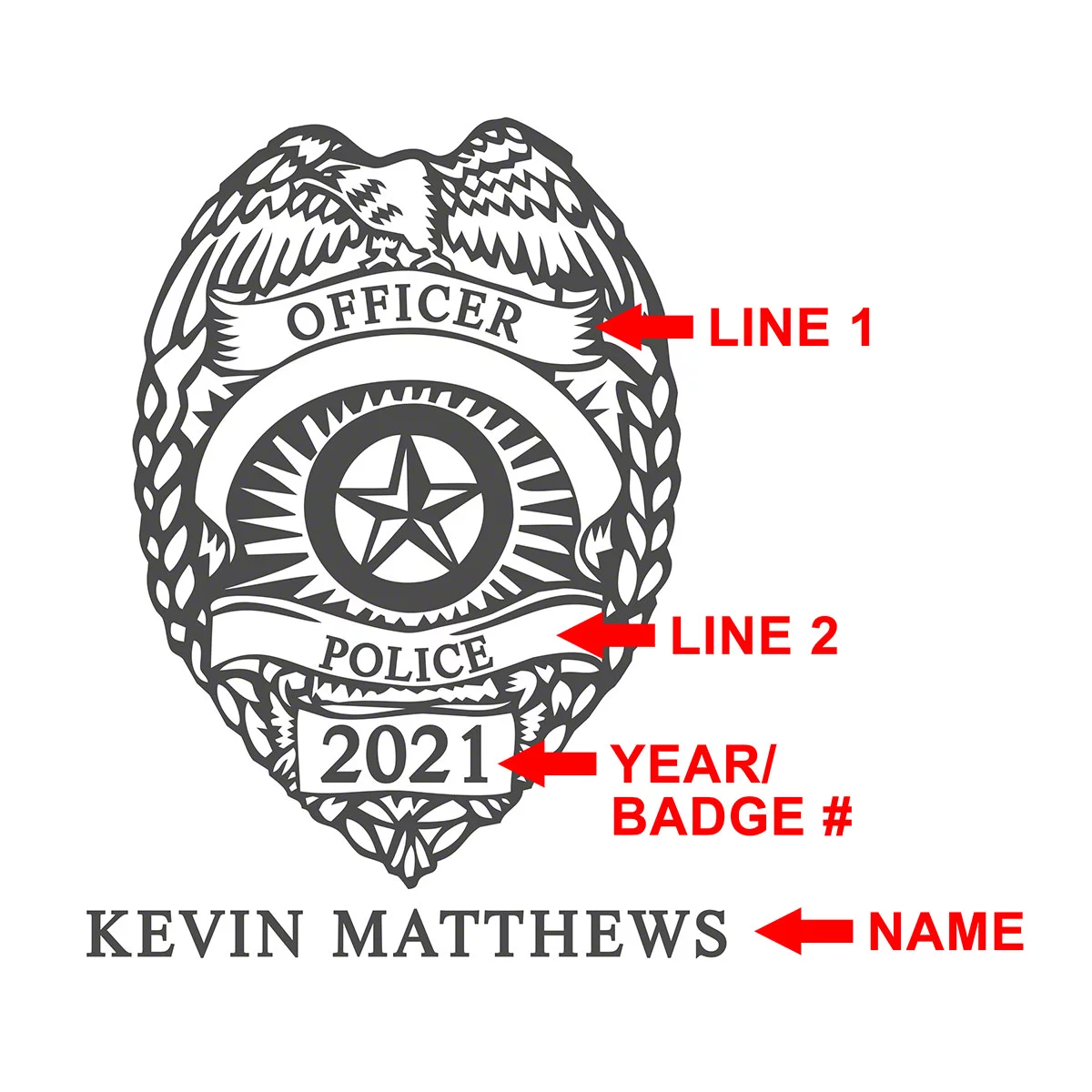 Police Badge Gold Rim Personalized Beer Glass