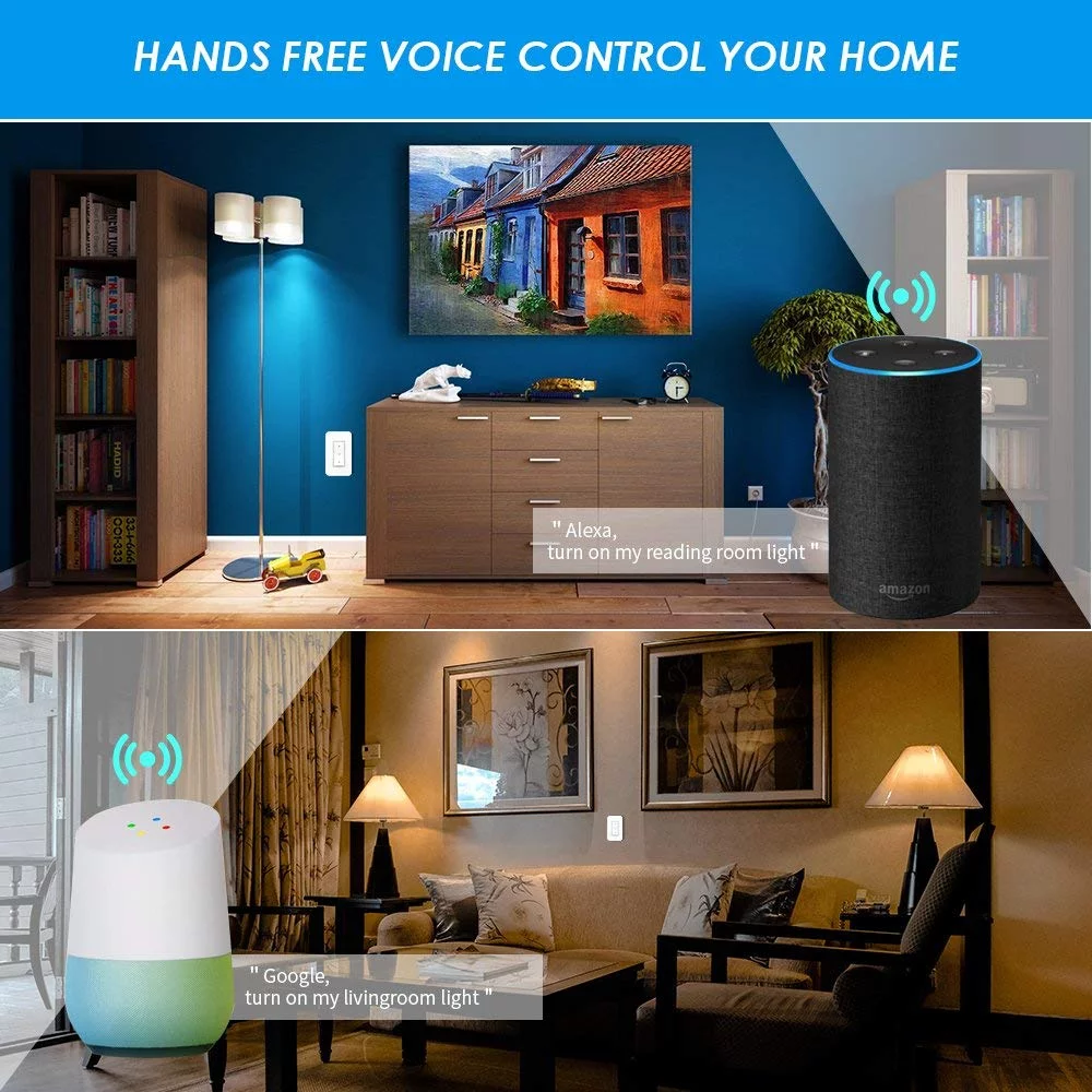 GREENCYCLE Smart Light Switch WiFi Wall Wireless 1-gang Switch + 2x WIFI Receiver Compatible with Amazon Alexa and Google Home Remote Control Lights and Appliances Timing Function