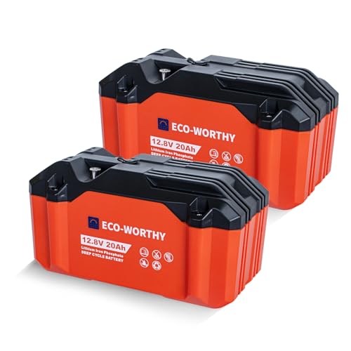 ECO-WORTHY Portable 12V Lithium Battery, 12.8V 20Ah Lithium Iron Phosphate DEEP CYCLE BATTERY, Built-in BMS, 4000+ Cycles, Perfect for Outdoor Camping Fishing RV Marine Trolling Motor Fishfinder