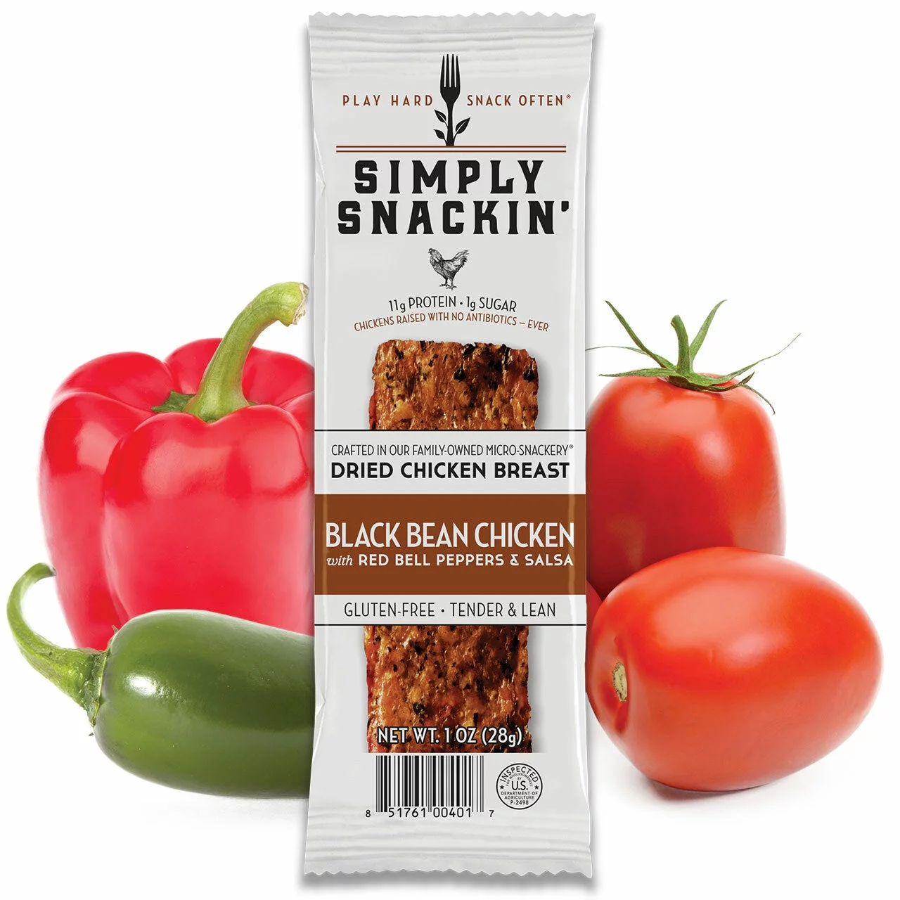 Simply Snackin' Chicken Protein Snack - Chicken Breast with Black Bean Salsa Size: 24-Pack
