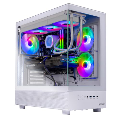 Skytech Gaming Azure 3 Desktop PC, Ryzen 7 9700X 3.8 GHz (5.5GHz), NVIDIA RTX 5060, 1TB NVMe SSD, 32GB DDR5 RAM 6000 RGB, 850W Gold ATX 3 PSU, 360mm ARGB AIO, Wi-Fi, Win 11
