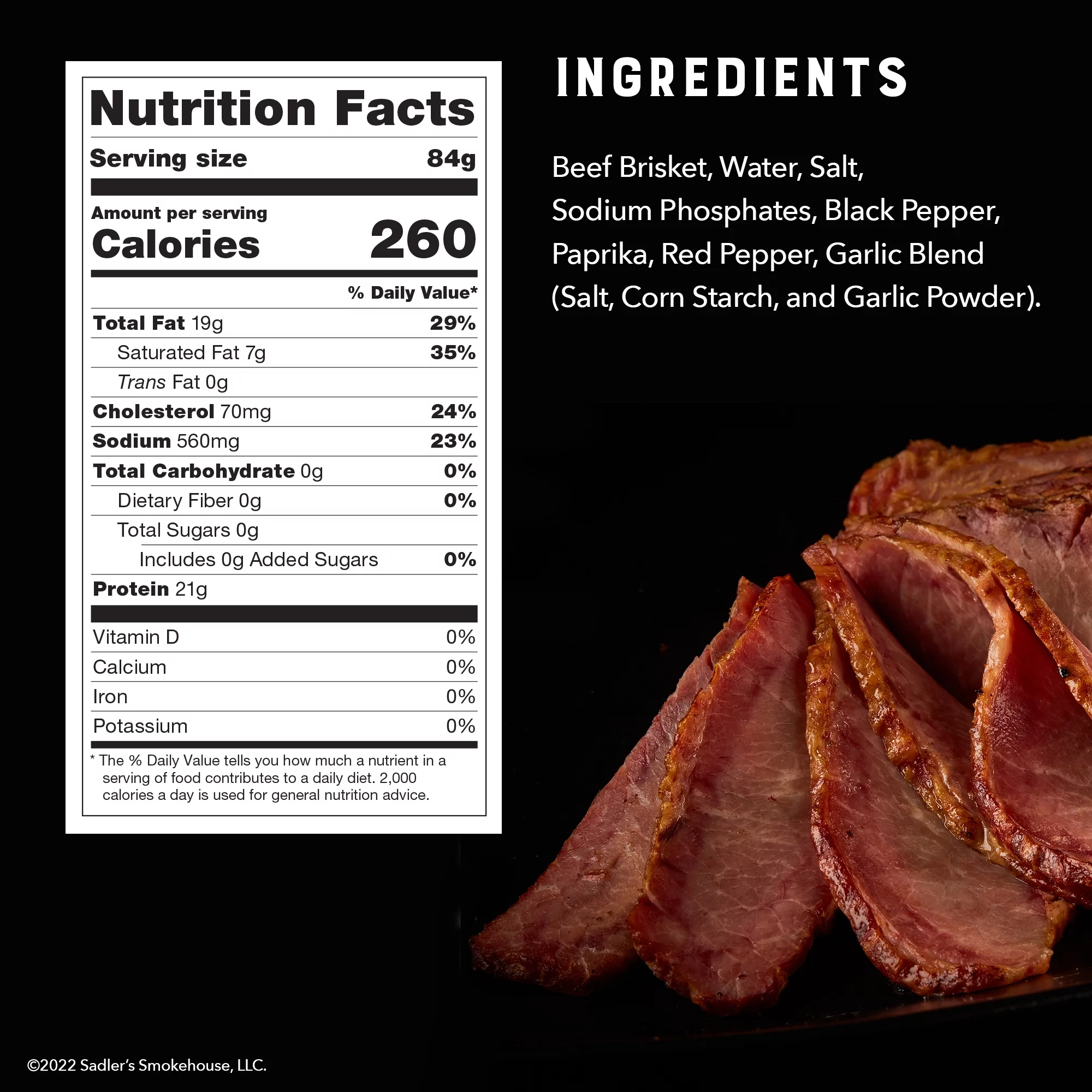 SADLER'S SMOKEHOUSE Seasoned TENDERSPLIT Sliced Beef Brisket, Average 3-6 lbs Plastic Package