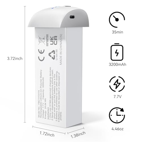 Ruko F11PRO 2 Drone Battery, 7.7V 3200mAh Rechargeable Lithium Battery with Type-C Cable, Support Fast Charging, Grey