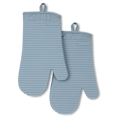 KITCHENAID Ribbed Soft Silicone Oven Mitt 2-Pack Set, 7.5