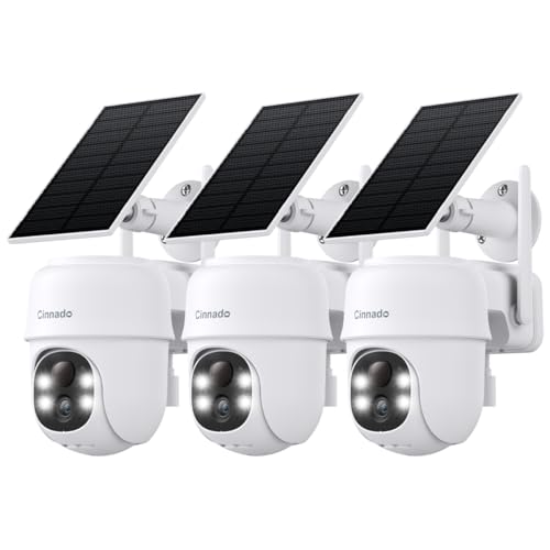 2K Cameras for Home Security-2.4G WiFi Outdoor Camera Wireless Solar/Battery Powered with solar panel, 360° Viewing, AI Human Detection, Color Night Vision, with SD Storage, Works with Alexa(2 Pack)