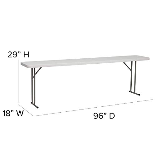 EMMA + OLIVER 5-Foot Rectangle Granite White Plastic Folding Training/Seminar Table