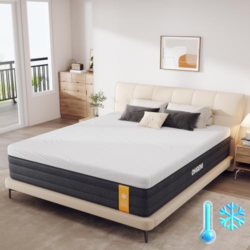 OhGeni 12 Inch Queen Size Mattress, Cooling Gel Memory Foam Bed Mattresses in a Box, Cool Touch Surface, Medium Feel, Ergonomic Support, Pressure Relief, CertiPUR-US Certified Foam, Designed in USA